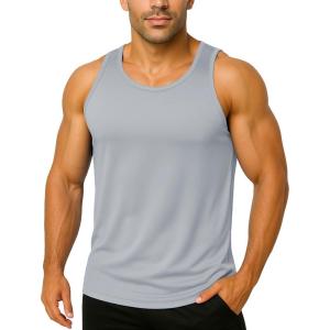 imageBoladeci Mens Tank Top Workout Athletic Quick Dry UPF 50 Sun Protection Lightweight Summer Beach Gym Sleeveless ShirtsLight Gray