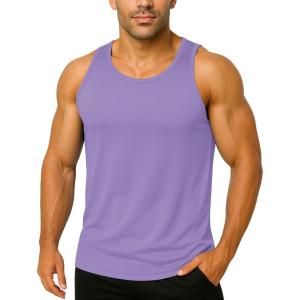 imageBoladeci Mens Tank Top Workout Athletic Quick Dry UPF 50 Sun Protection Lightweight Summer Beach Gym Sleeveless ShirtsLight Purple