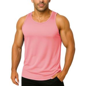 imageBoladeci Mens Tank Top Workout Athletic Quick Dry UPF 50 Sun Protection Lightweight Summer Beach Gym Sleeveless ShirtsPink