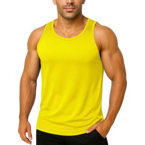 imageBoladeci Mens Tank Top Workout Athletic Quick Dry UPF 50 Sun Protection Lightweight Summer Beach Gym Sleeveless ShirtsYellow