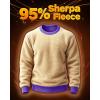 imageBoladeci Mens Full Sherpa Lined Crewneck Sweatshirts Heavyweight Fleece Pullover Thick Thermal Long Sleeve CottonPurple
