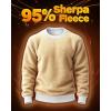imageBoladeci Mens Full Sherpa Lined Crewneck Sweatshirts Heavyweight Fleece Pullover Thick Thermal Long Sleeve CottonWhite
