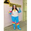 imageUOUA Plus Size 80s Outfit for Women 90s Costume Long Sleeves Windbreaker 2 Piece Party TracksuitBlue White