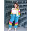 imageUOUA Plus Size 80s Outfit for Women 90s Costume Long Sleeves Windbreaker 2 Piece Party TracksuitBlue White