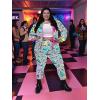 imageUOUA Plus Size 80s Outfit for Women 90s Costume Long Sleeves Windbreaker 2 Piece Party TracksuitGreenish Print