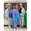 imageUOUA Plus Size 80s Outfit for Women 90s Costume Long Sleeves Windbreaker 2 Piece Party TracksuitGreenish Print