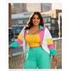 imageUOUA Plus Size 80s Outfit for Women 90s Costume Long Sleeves Windbreaker 2 Piece Party TracksuitMint White
