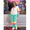 imageUOUA Plus Size 80s Outfit for Women 90s Costume Long Sleeves Windbreaker 2 Piece Party TracksuitMint White