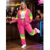 imageUOUA Plus Size 80s Outfit for Women 90s Costume Long Sleeves Windbreaker 2 Piece Party TracksuitPink
