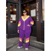 imageUOUA Plus Size 80s Outfit for Women 90s Costume Long Sleeves Windbreaker 2 Piece Party TracksuitPurple