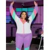 imageUOUA Plus Size 80s Outfit for Women 90s Costume Long Sleeves Windbreaker 2 Piece Party TracksuitPurple White