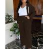 imageUOUA Plus Size Womens 2 Piece Sweatsuits Outfits Zip Up Jackets ampamp Wide Leg Sweatpants Casual Loungewear Tracksuit SetsBrown