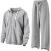 imageUOUA Plus Size Womens 2 Piece Sweatsuits Outfits Zip Up Jackets ampamp Wide Leg Sweatpants Casual Loungewear Tracksuit SetsMottle Grey