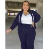 imageUOUA Plus Size Womens 2 Piece Sweatsuits Outfits Zip Up Jackets ampamp Wide Leg Sweatpants Casual Loungewear Tracksuit SetsNavy Blue