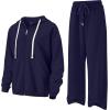 imageUOUA Plus Size Womens 2 Piece Sweatsuits Outfits Zip Up Jackets ampamp Wide Leg Sweatpants Casual Loungewear Tracksuit SetsNavy Blue