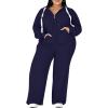imageUOUA Plus Size Womens 2 Piece Sweatsuits Outfits Zip Up Jackets ampamp Wide Leg Sweatpants Casual Loungewear Tracksuit SetsNavy Blue
