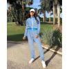 imageUOUA 80s Pants Women 90s Neon Workout Joggers Casual Reversible Sweatpants with PocketsBlue