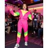 imageUOUA 80s Pants Women 90s Neon Workout Joggers Casual Reversible Sweatpants with PocketsPink