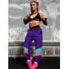 imageUOUA 80s Pants Women 90s Neon Workout Joggers Casual Reversible Sweatpants with PocketsPurple