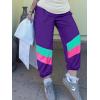 imageUOUA 80s Pants Women 90s Neon Workout Joggers Casual Reversible Sweatpants with PocketsPurple