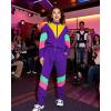 imageUOUA 80s Pants Women 90s Neon Workout Joggers Casual Reversible Sweatpants with PocketsPurple