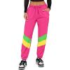 imageUOUA 80s Pants Women 90s Neon Workout Joggers Casual Reversible Sweatpants with PocketsPink