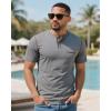 imageUOUA Mens Henley Shirts Short Sleeve Casual TShirts Cotton Basic Tops01 Grey