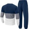 imageUOUA Mens 2 Piece Sweatsuits Outfits Color Block Loungewear ampamp Joggers Sweatpants Casual Track Suits SetBlueblockgrey