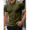 imageUOUA Mens Casual Polo Shirts Classic Short Sleeve Collared T Shirt Button Golf Slim Fit Tee Tops01 Army Green