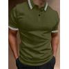imageUOUA Mens Casual Polo Shirts Classic Short Sleeve Collared T Shirt Button Golf Slim Fit Tee Tops01 Army Green
