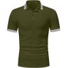 imageUOUA Mens Casual Polo Shirts Classic Short Sleeve Collared T Shirt Button Golf Slim Fit Tee Tops01 Army Green