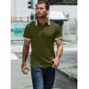 imageUOUA Mens Casual Polo Shirts Classic Short Sleeve Collared T Shirt Button Golf Slim Fit Tee Tops01 Army Green