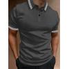 imageUOUA Mens Casual Polo Shirts Classic Short Sleeve Collared T Shirt Button Golf Slim Fit Tee Tops01 Dark Grey