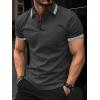 imageUOUA Mens Casual Polo Shirts Classic Short Sleeve Collared T Shirt Button Golf Slim Fit Tee Tops01 Dark Grey