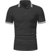 imageUOUA Mens Casual Polo Shirts Classic Short Sleeve Collared T Shirt Button Golf Slim Fit Tee Tops01 Dark Grey