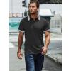 imageUOUA Mens Casual Polo Shirts Classic Short Sleeve Collared T Shirt Button Golf Slim Fit Tee Tops01 Dark Grey
