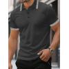 imageUOUA Mens Casual Polo Shirts Classic Short Sleeve Collared T Shirt Button Golf Slim Fit Tee Tops01 Dark Grey