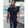 imageUOUA Mens Casual Polo Shirts Classic Short Sleeve Collared T Shirt Button Golf Slim Fit Tee Tops01 Navy Blue