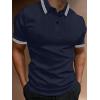 imageUOUA Mens Casual Polo Shirts Classic Short Sleeve Collared T Shirt Button Golf Slim Fit Tee Tops01 Navy Blue