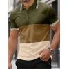 imageUOUA Mens Casual Polo Shirts Classic Short Sleeve Collared T Shirt Button Golf Slim Fit Tee Tops02 Army Green