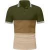 imageUOUA Mens Casual Polo Shirts Classic Short Sleeve Collared T Shirt Button Golf Slim Fit Tee Tops02 Army Green