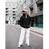 imageUOUA Mens Graphic Quarter Zip Hoodies Casual Long Sleeve Drop Shoulder Sweatshirt Pullover Streetwear TopBlack