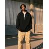 imageUOUA Mens Graphic Quarter Zip Hoodies Casual Long Sleeve Drop Shoulder Sweatshirt Pullover Streetwear TopBlack