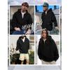 imageUOUA Mens Graphic Quarter Zip Hoodies Casual Long Sleeve Drop Shoulder Sweatshirt Pullover Streetwear TopBlack