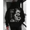 imageUOUA Mens Graphic Quarter Zip Hoodies Casual Long Sleeve Drop Shoulder Sweatshirt Pullover Streetwear TopDragonblack