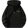 imageUOUA Mens Graphic Quarter Zip Hoodies Casual Long Sleeve Drop Shoulder Sweatshirt Pullover Streetwear TopDragonblack