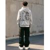 imageUOUA Mens Graphic Quarter Zip Hoodies Casual Long Sleeve Drop Shoulder Sweatshirt Pullover Streetwear TopDragonmottle Grey