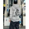 imageUOUA Mens Graphic Quarter Zip Hoodies Casual Long Sleeve Drop Shoulder Sweatshirt Pullover Streetwear TopDragonmottle Grey