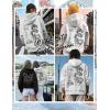 imageUOUA Mens Graphic Quarter Zip Hoodies Casual Long Sleeve Drop Shoulder Sweatshirt Pullover Streetwear TopDragonmottle Grey