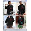 imageUOUA Mens Graphic Quarter Zip Hoodies Casual Long Sleeve Drop Shoulder Sweatshirt Pullover Streetwear TopRoseblack